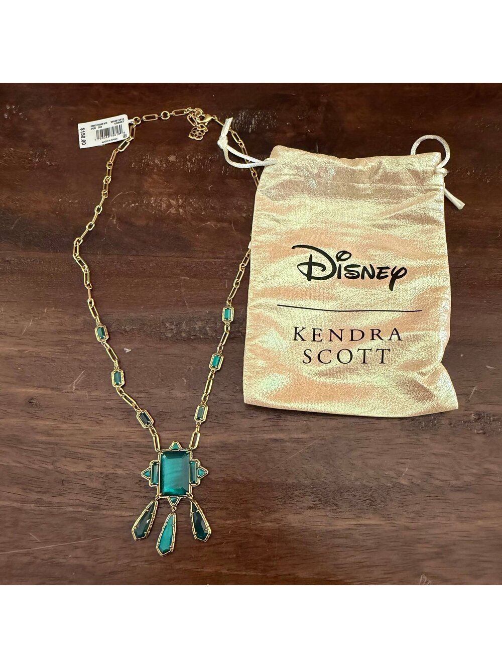 NWT Kendra Scott x Disney The Queen Statement Necklace Snow White Green Gold